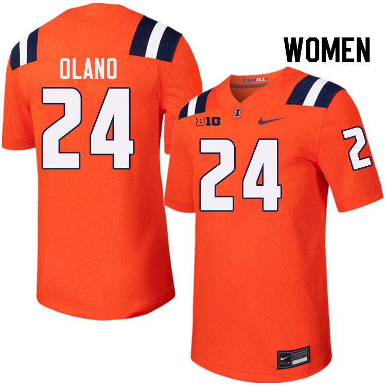 Women #24 David Olano Illinois Fighting Illini College Football Jerseys Stitched-Orange